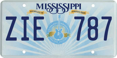 MS license plate ZIE787