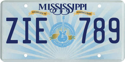 MS license plate ZIE789