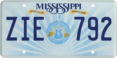 MS license plate ZIE792