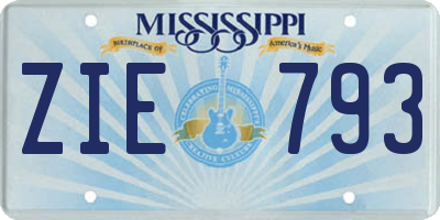 MS license plate ZIE793
