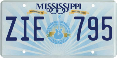 MS license plate ZIE795