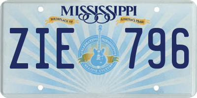 MS license plate ZIE796