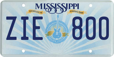 MS license plate ZIE800