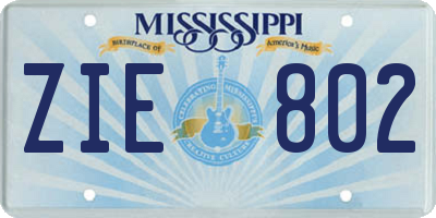 MS license plate ZIE802