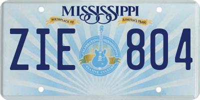 MS license plate ZIE804
