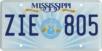 MS license plate ZIE805