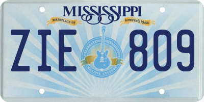 MS license plate ZIE809