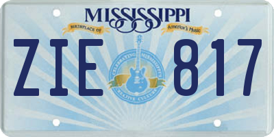 MS license plate ZIE817