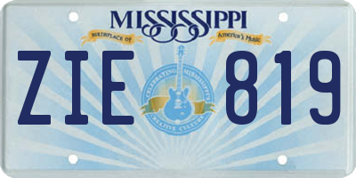 MS license plate ZIE819