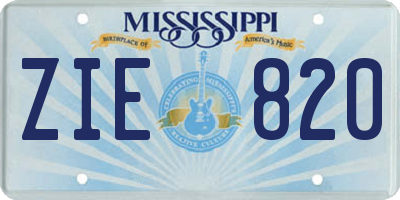MS license plate ZIE820