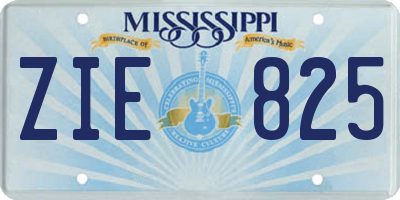 MS license plate ZIE825