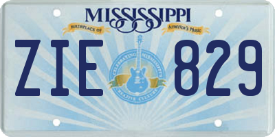 MS license plate ZIE829
