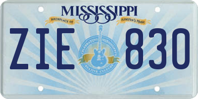 MS license plate ZIE830