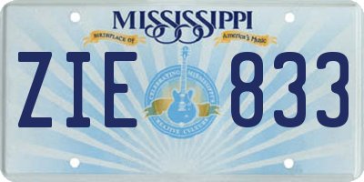 MS license plate ZIE833