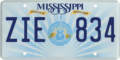 MS license plate ZIE834