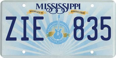 MS license plate ZIE835