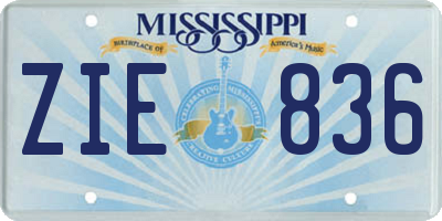MS license plate ZIE836