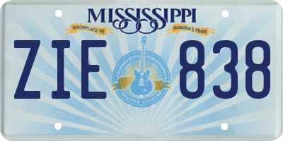 MS license plate ZIE838
