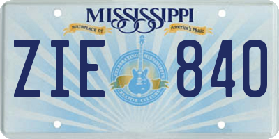MS license plate ZIE840