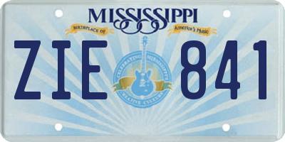 MS license plate ZIE841