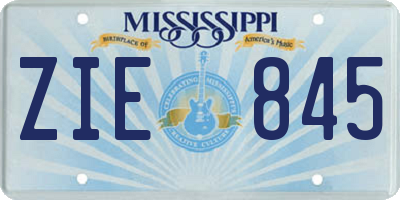 MS license plate ZIE845