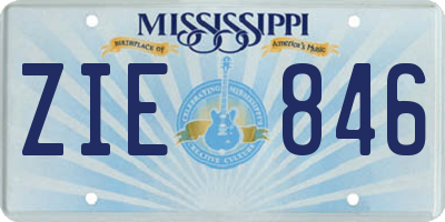 MS license plate ZIE846