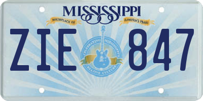 MS license plate ZIE847