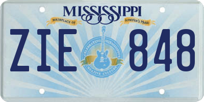 MS license plate ZIE848