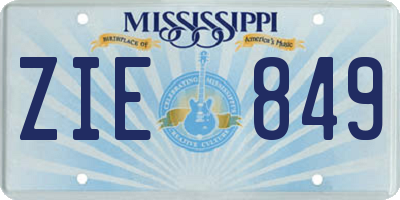 MS license plate ZIE849