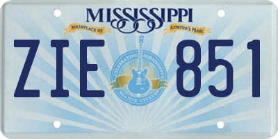 MS license plate ZIE851