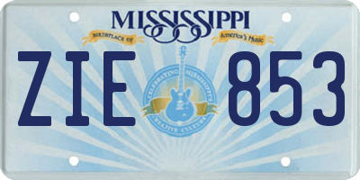 MS license plate ZIE853