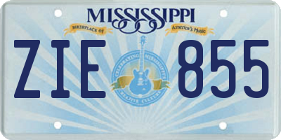 MS license plate ZIE855