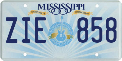 MS license plate ZIE858