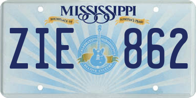 MS license plate ZIE862