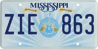 MS license plate ZIE863
