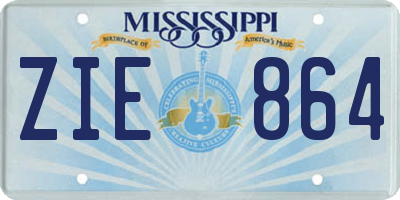 MS license plate ZIE864