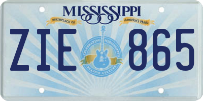 MS license plate ZIE865