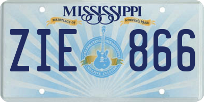 MS license plate ZIE866