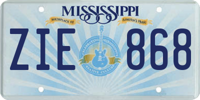 MS license plate ZIE868