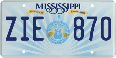 MS license plate ZIE870