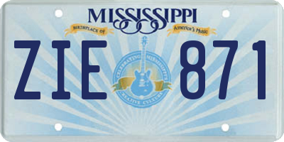 MS license plate ZIE871