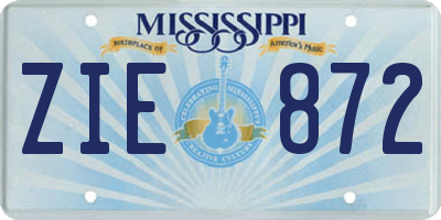 MS license plate ZIE872