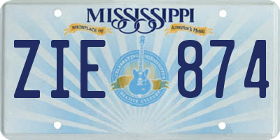 MS license plate ZIE874
