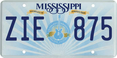 MS license plate ZIE875