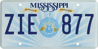 MS license plate ZIE877