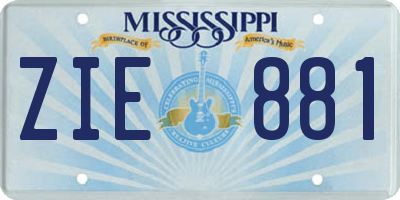 MS license plate ZIE881