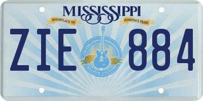 MS license plate ZIE884