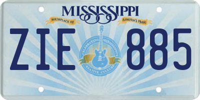 MS license plate ZIE885