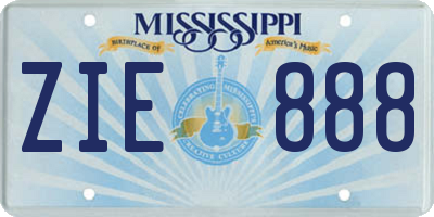 MS license plate ZIE888