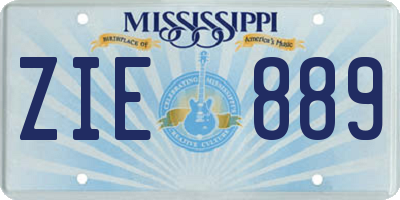MS license plate ZIE889